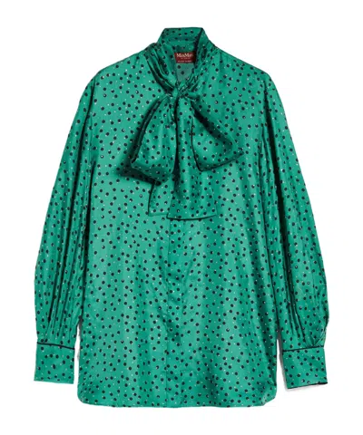 Max Mara Front Strap-up Blouse In Green