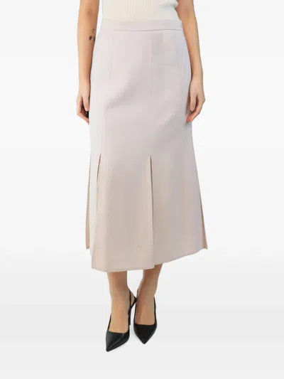 Pre-owned Max Mara Front-slit Midi Skirt In Neutral