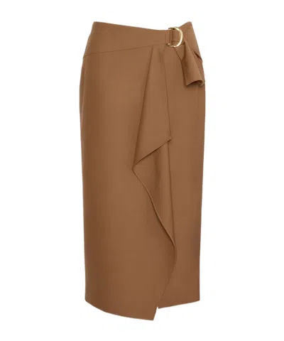 Max Mara Front-slit Midi Skirt In Brown