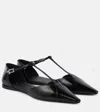 Max Mara Fsilkway Leather Ballet Flats In Black