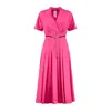 Max Mara Fuchsia Poplin Crossover Dress In Purple