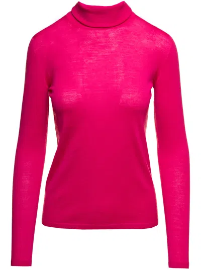 Max Mara Fuchsia Turtleneck With Long Sleeves In Wool Woman