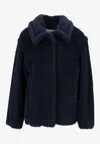 Max Mara Alpaca Wool Jacket Collared Design Front Pockets In Blue