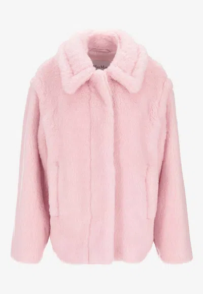 Max Mara Fugg Single-breasted Buttoned Coat In Pink