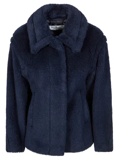 Max Mara Fuggetto Teddy Bomber Jacket For Women In Blu