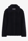Max Mara Alpaca Wool Jacket Collared Design Front Pockets In Black