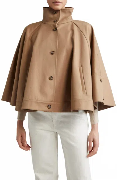 MAX MARA FULCRO CROPPED WATER REPELLENT GABARDINE CLOAK IN COLONIAL