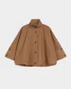 Max Mara Fulcro Single-breasted Cotton Gabardine Cape In Brown