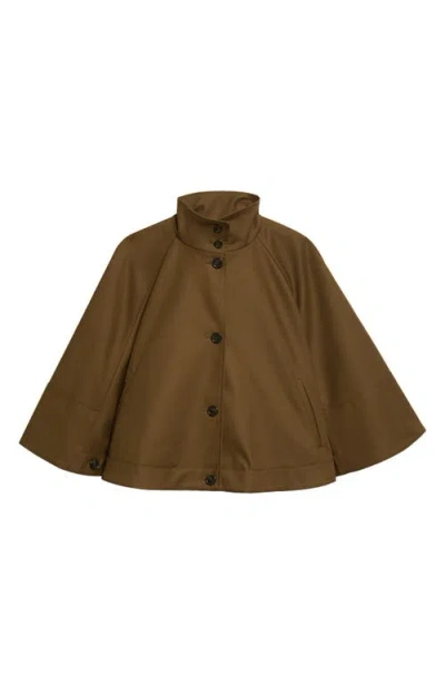 Max Mara Fulcro Water Repellent Cotton Gabardine Cape In Brown