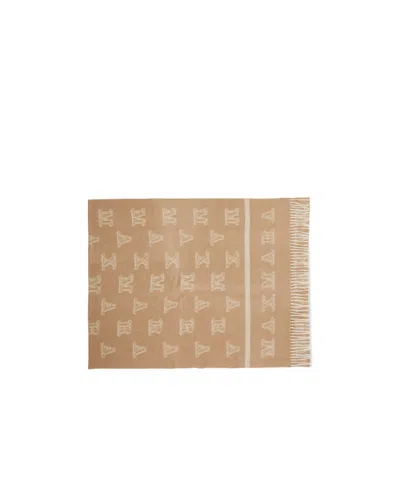 Max Mara Full-length Logo Scarf In Nude