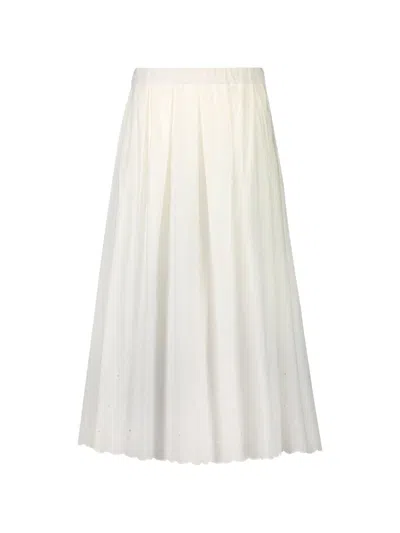Max Mara Full Midi Skirt In White