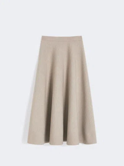 Max Mara Full, Tech Wool Skirt In Neutral