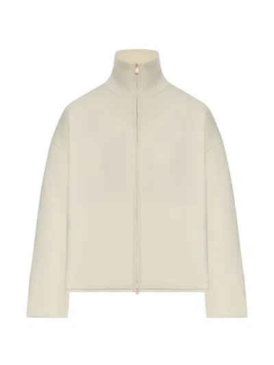 Max Mara Full-zip Cardigan With Embroidered Logo And Buttoned Handles For Women In White