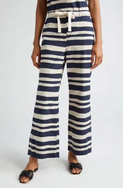 Max Mara Fumetto Stripe Cotton Wide Leg Pants In Blue