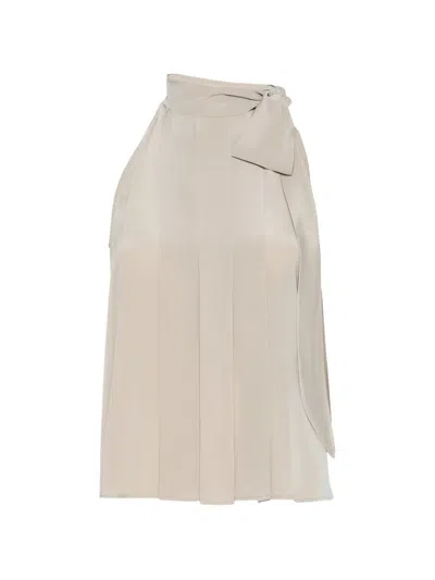 Max Mara Fune Tie-neck Pleated Blouse In Animal Print