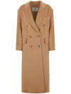 Max Mara Lvr Exclusive Camel Drap Midi Coat In Neutrals