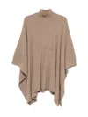 Max Mara Funnel-neck Poncho In Brown