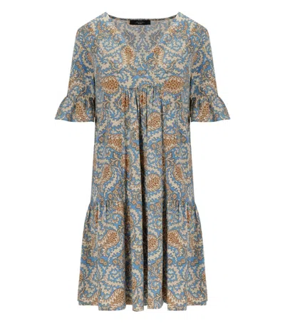 Max Mara Fuoco Multicolored Dress In Blue