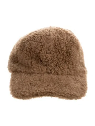 Pre-owned Max Mara Fur Baseball Cap In Brown