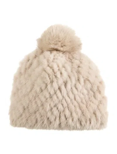 Pre-owned Max Mara Fur Beanie In Neutrals