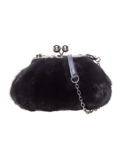 Pre-owned Max Mara Fur Clutch In Black