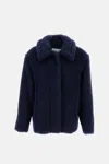Max Mara Alpaca Wool Jacket Collared Design Front Pockets In Blue