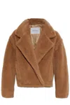Max Mara Textured Camel Coat With Classic Lapel In Brown