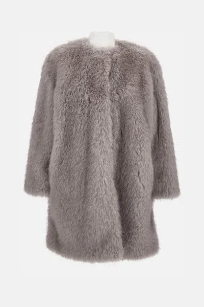 Max Mara Fur Coat In Gray