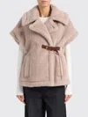 Max Mara Fur Coat  Woman Color Beige In Brown