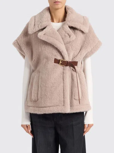 Max Mara Fur Coat  Woman Color Beige In Brown