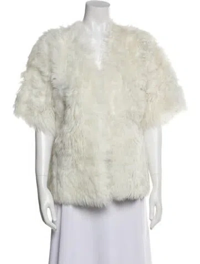 Pre-owned Max Mara Fur Coat In Neutral