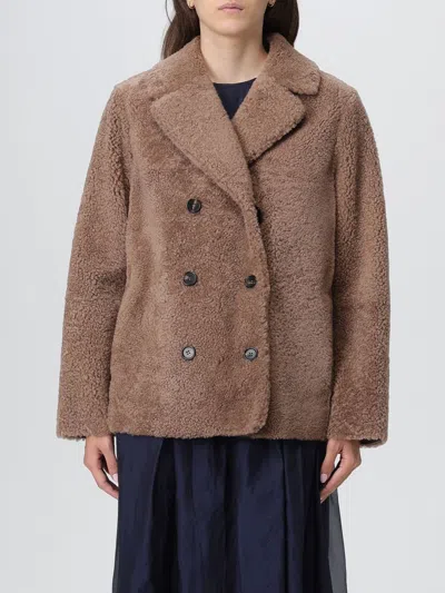 Max Mara Fur Coats  Woman Color Beige In Brown