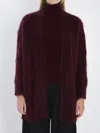 Max Mara Longline Cardigan With Faux Fur Texture In Burgundy