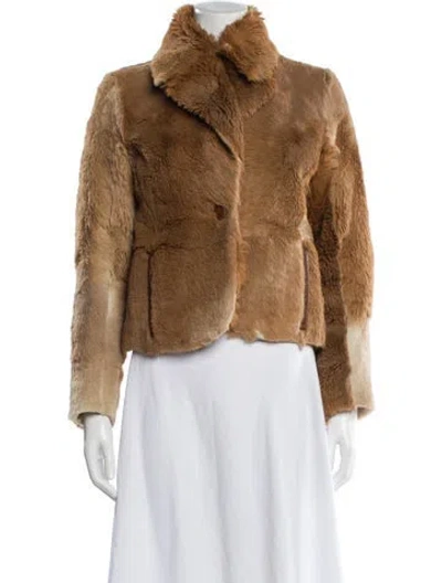 Pre-owned Max Mara Fur Faux Fur Jacket In Brown