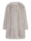 Max Mara Fur Round-neck Coat In Gray