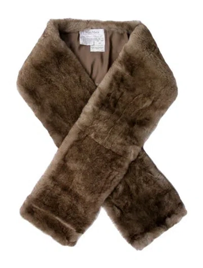 Pre-owned Max Mara Fur Scarf In Brown