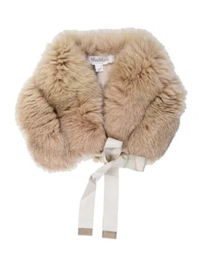 Pre-owned Max Mara Fur Scarf In Neutral