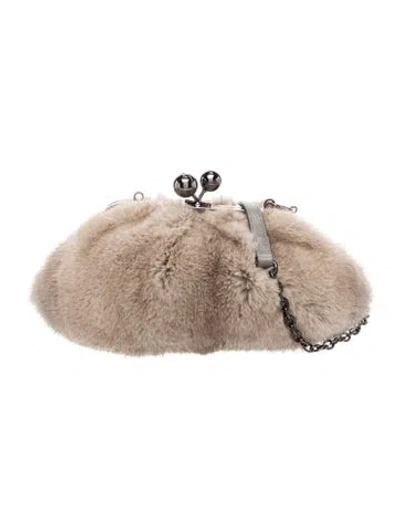 Pre-owned Max Mara Fur Shoulder Bag In Grey