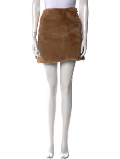 Pre-owned Max Mara Fur Trim Mini Skirt In Neutral