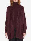 Max Mara Longline Cardigan With Faux Fur Texture In Burgundy