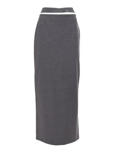 Max Mara Furetto Medium Grey Jersey Skirt In Gray