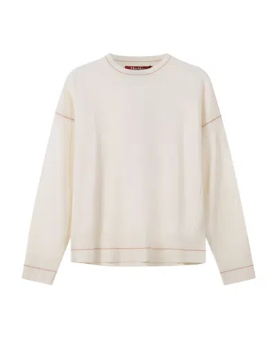 Max Mara Furio Round Neck Sweater In White