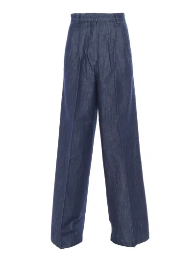 Max Mara Fuxia Navy Denim Trouser In Blue