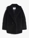 Max Mara Black Teddy Coat In Alpaca And Black Wool