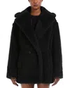 Max Mara Black Teddy Coat In Alpaca And Black Wool In Black