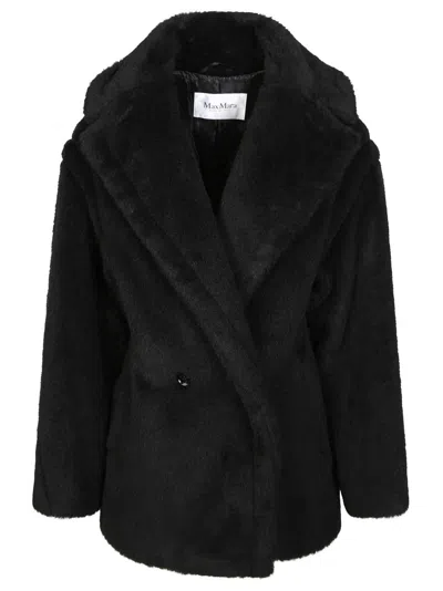 Max Mara Fuxia Teddy Medium Coat In Black