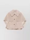Max Mara Fuzzy Texture Capes Large Collar In Neutral