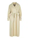 Max Mara Double-breasted Ivory Trench Coat With Belted Waist In Beige