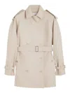Max Mara Short Double Breasted Duster Coat Belt In Neutral