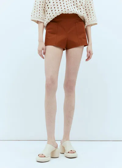 Max Mara Gabardine Mini Shorts In Brown